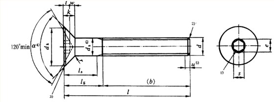國(guó)標(biāo)號(hào)gb/70.3-2000內(nèi)六角沉頭螺絲，